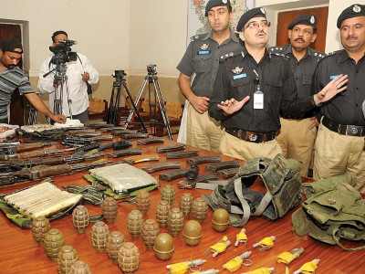 terror bid foiled police recover arms from car arrest two