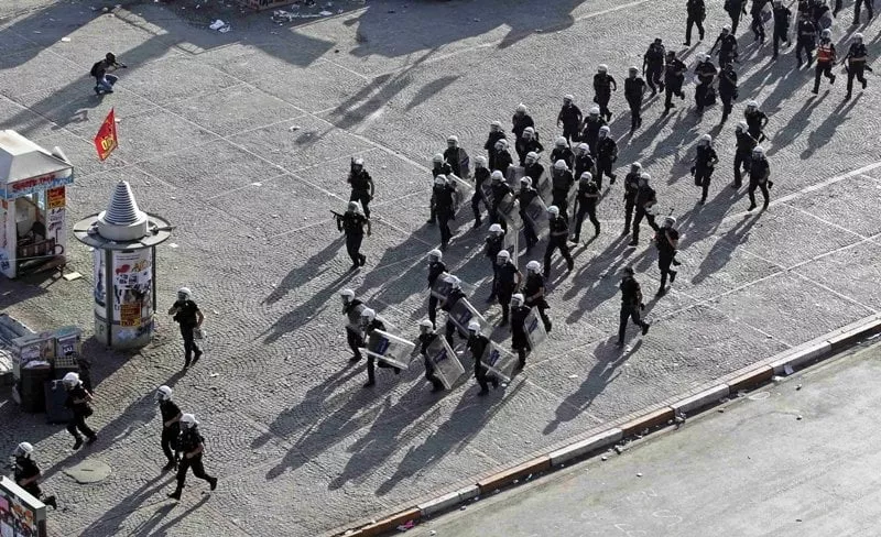 turkish riot police secure the area during a protest at taksim square in istanbul june 11 2013 photo reuters turkish riot police secure the area during a protest at taksim square in istanbul june 11 2013 photo reuters