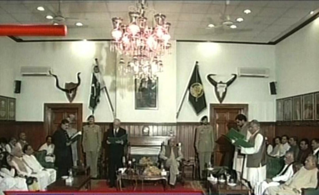the newly elected balochistan cabinet while taking oath during a ceremony in the balochistan assembly photo express the newly elected balochistan cabinet while taking oath during a ceremony in the balochistan assembly photo express