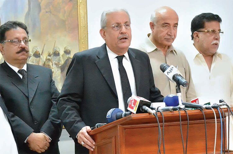 senator raza rabbani addressing the media after meeting chief minister balochistan dr malik baloch photo app