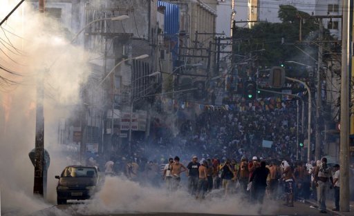 protesters block an access to the arena fonte nova stadium in salvador bahia photo afp