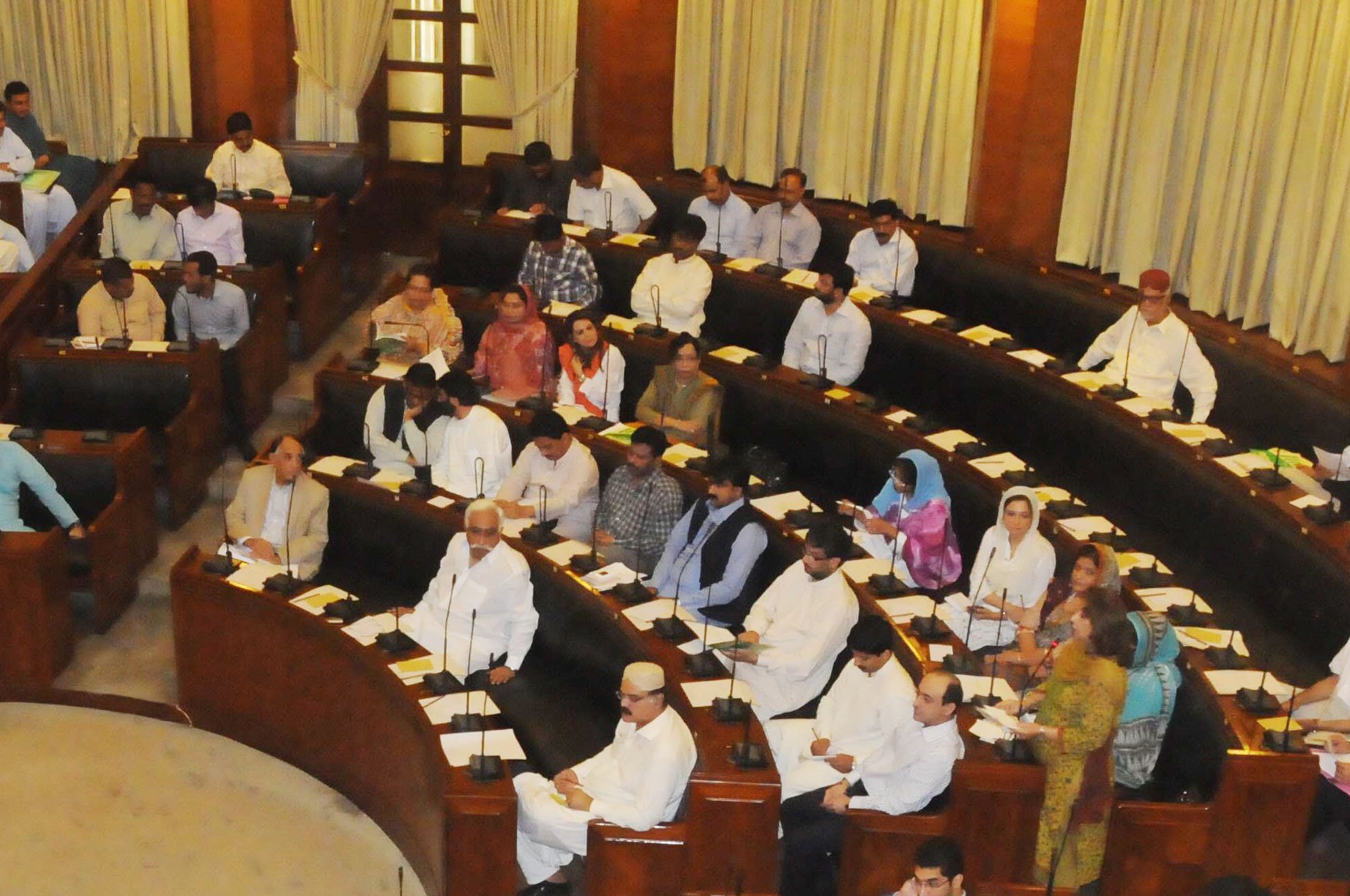 a female member of the sindh assembly speaking in the house on monday photo mohammad saqib express