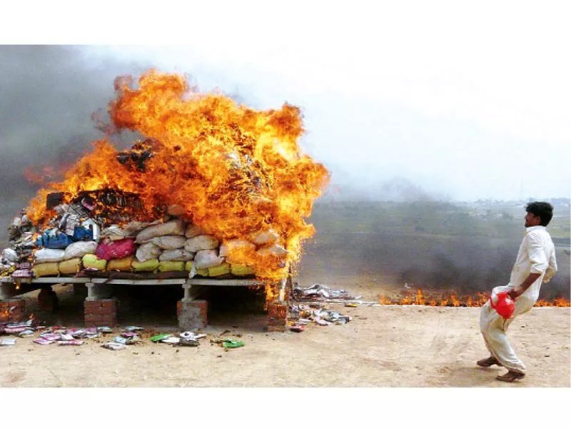 police officials burn seized drugs at tarnol on wednesday photo app police officials burn seized drugs at tarnol on wednesday photo app
