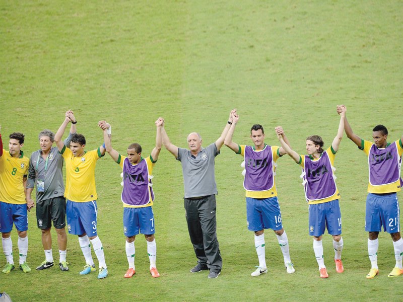 brazil coach scolari was unconcerned by the manner of their ugly win against uruguay saying their aim is to prepare for the world cup finals next year photo afp