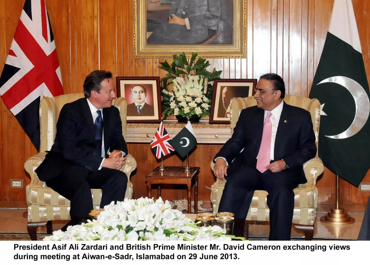president asif ali zardari in a one on one meeting with the british prime minister david cameron in the presidency on saturday photo pid president asif ali zardari in a one on one meeting with the british prime minister david cameron in the presidency on saturday photo pid