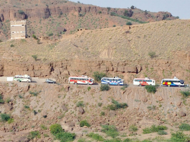 passenger busses carry displaced persons to south waziristan under the protection of the pakistan army photo ispr passenger busses carry displaced persons to south waziristan under the protection of the pakistan army photo ispr