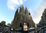 pope blesses new tower at barcelona s sagrada familia
