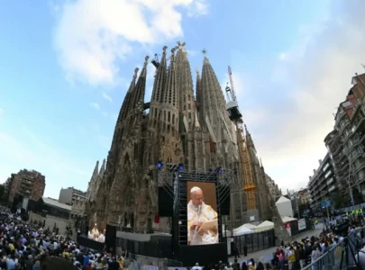 pope blesses new tower at barcelona s sagrada familia pope blesses new tower at barcelona s sagrada familia