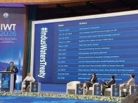 a giant videowall highlights india s violations of the indus waters treaty since april 2025 during a presentation at a seminar titled indus waters treaty an instrument of peace and regional stability in islamabad photo ptv