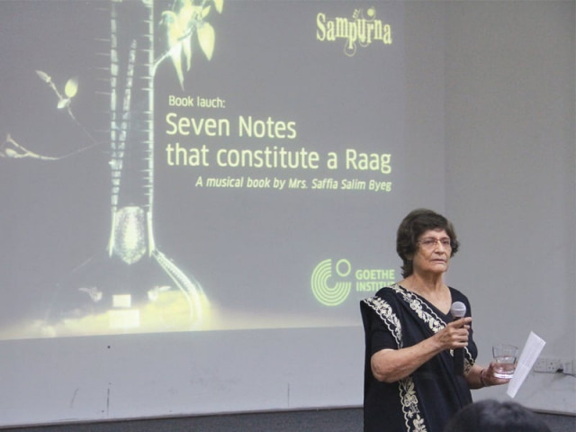 saffia saleem beyg speaking at the launching ceremony of her book sampurna seven notes that constitute a raag photo ayesha mir express saffia saleem beyg speaking at the launching ceremony of her book sampurna seven notes that constitute a raag photo ayesha mir express