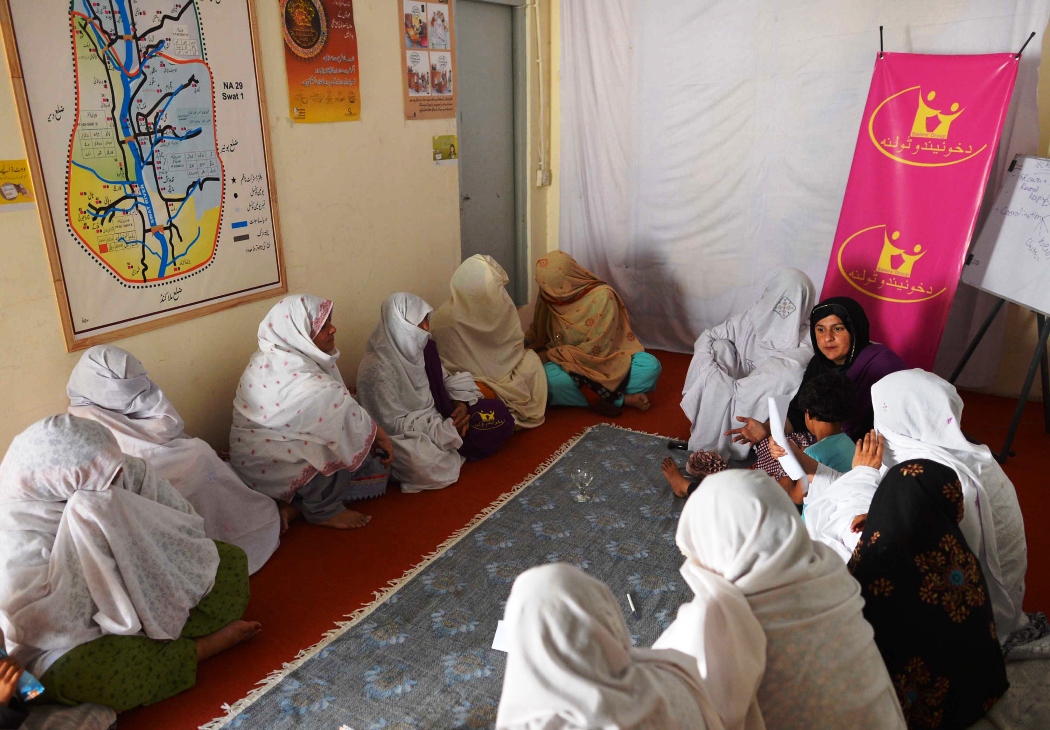 in this photograph taken on june 20 2013 women attend a jirga in saidu sharif the twin town of mingora the largest city in swat photo afp