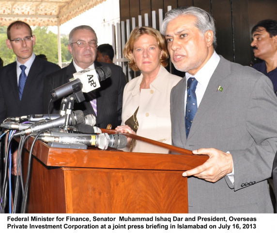finance minister ishaq dar speaks during a joint press conference with opic president littlefield at the finance ministry on tuesday photo pid finance minister ishaq dar speaks during a joint press conference with opic president littlefield at the finance ministry on tuesday photo pid