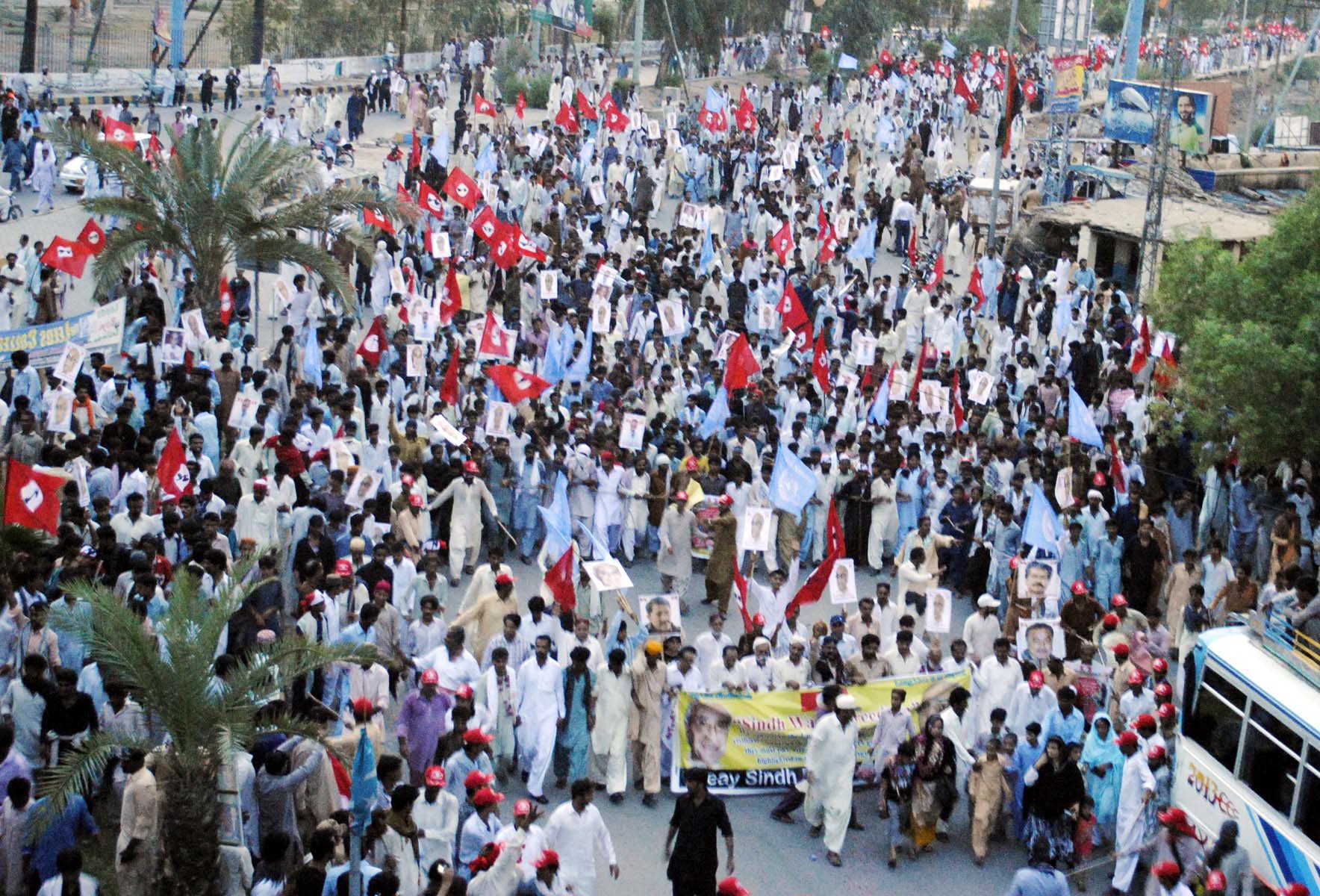 around a hundred supporters of the jsmm had blocked national highway near hatri bypass over the alleged enforced disappearance of their two workers photo ppi