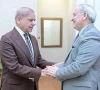 prime minister shehbaz sharif shakes hands with iran ambassador to pakistan dr reza amiri moghadam during a meeting in islamabad photo online
