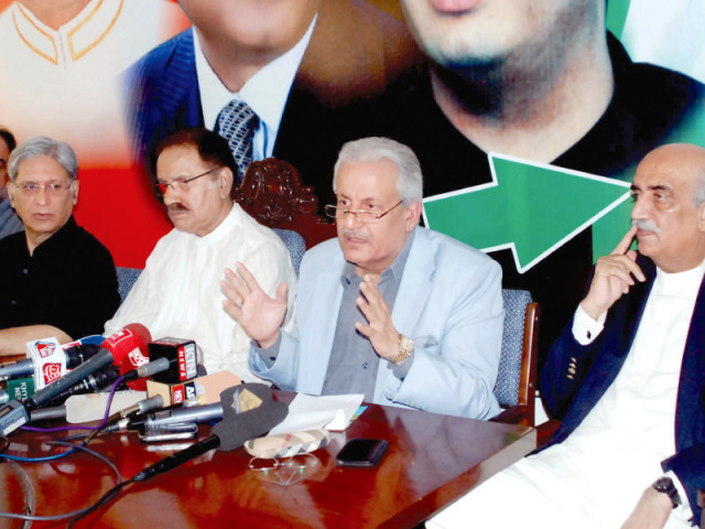 raza rabbani announces election boycott at a press conference photo express