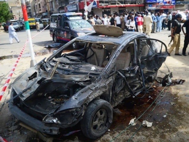 justice baqar 039 s car after the attack photo afp