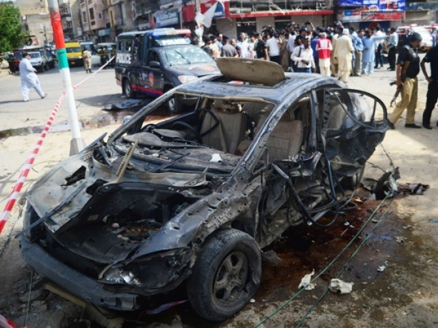 justice baqar 039 s car after the attack photo afp file