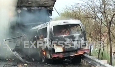 tragic accident 16 passengers die as truck collides with van in k p