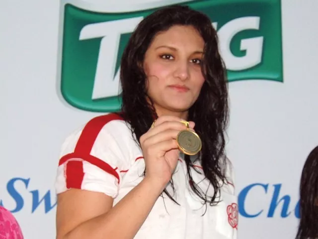 kiran won 15 gold medals out of 19 swimming events at the national games in islamabad earlier this month photo file express kiran won 15 gold medals out of 19 swimming events at the national games in islamabad earlier this month photo file express