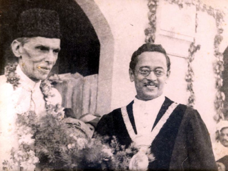 quaid e azam mohammad ali jinnah meets hassanally abdul rehman at sindh madressatul islam photo courtesy smiu