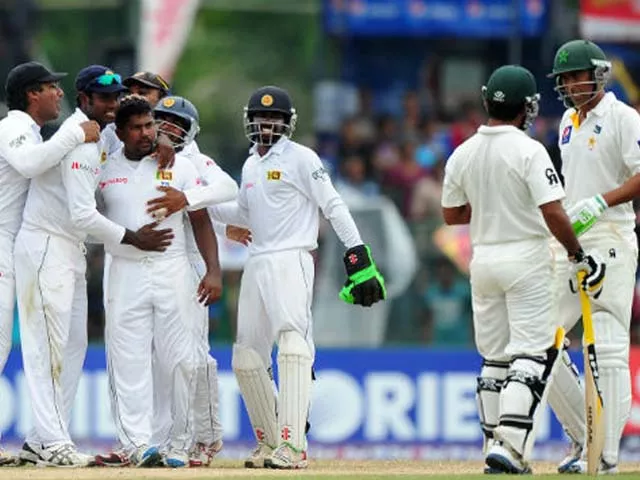 sri lankan spinner rangana herath centre emerged as the pick of the bowlers once again in this test when he finished with figures of 5 for 57 taking the final wicket of wahab riaz photo afp sri lankan spinner rangana herath centre emerged as the pick of the bowlers once again in this test when he finished with figures of 5 for 57 taking the final wicket of wahab riaz photo afp