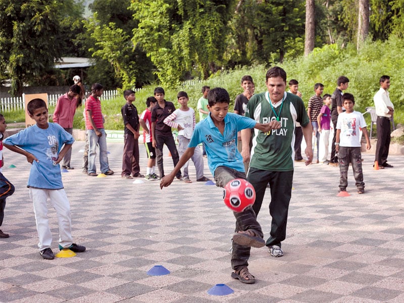 the right to play programme is being implemented in 16 districts across pakistan and continues to reach over 169 000 children photo myra iqbal express