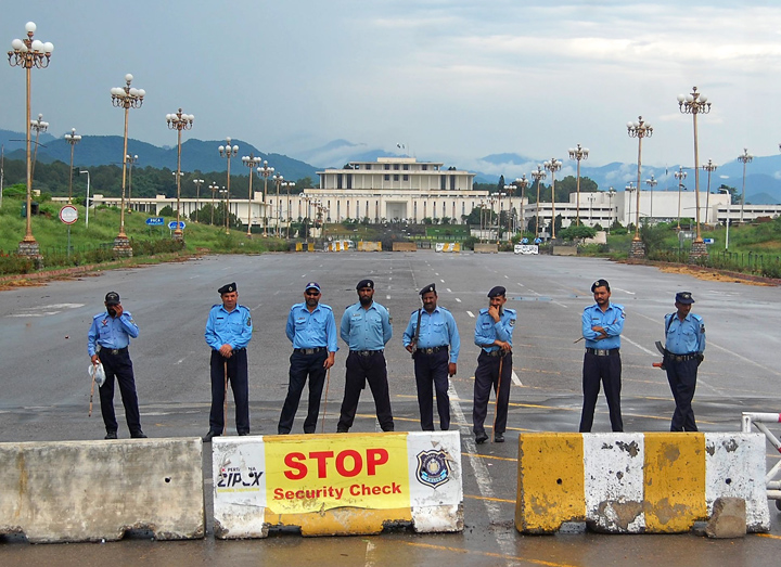 file photo of islamabad police setting up a security block in front of the parliament photo muhammad javaid express