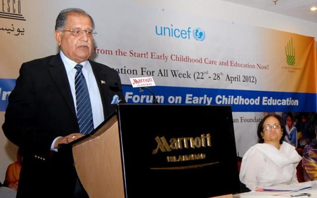 riaz hussain pirzada addressing an inter provincial forum on early childhood education in islamabad on april 26 2012 photo express file riaz hussain pirzada addressing an inter provincial forum on early childhood education in islamabad on april 26 2012 photo express file