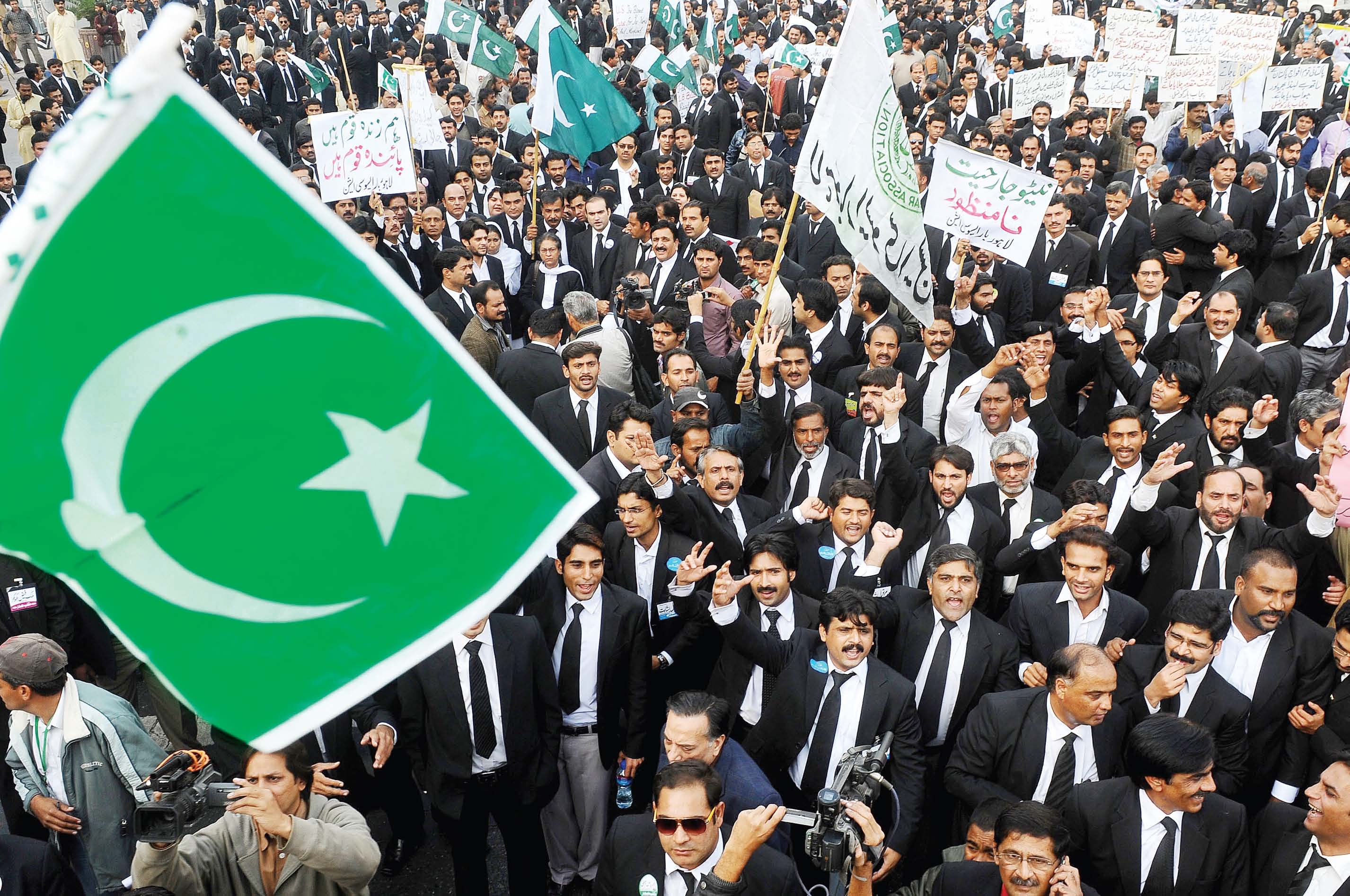 a file photo of the lahore bar association and lahore high court bar association members taking part in a protest photo mehmood qureshi express