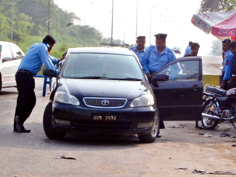 the islamabad police were directed to increase security across the capital s check posts in the wake of potential terrorist threats photo muhammad javaid express