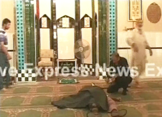 screengrab of the suicide bomber gunned down inside the mosque