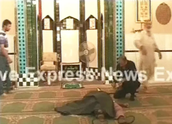 screengrab of the suicide bomber gunned down inside the mosque screengrab express news screengrab of the suicide bomber gunned down inside the mosque screengrab express news