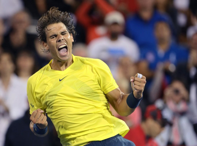 rafael nadal of spain celebrates his win over novak djokovic of serbia during semi final action at the men 039 s rogers cup tennis tournament in montreal august 10 2013 photo reuters rafael nadal of spain celebrates his win over novak djokovic of serbia during semi final action at the men 039 s rogers cup tennis tournament in montreal august 10 2013 photo reuters