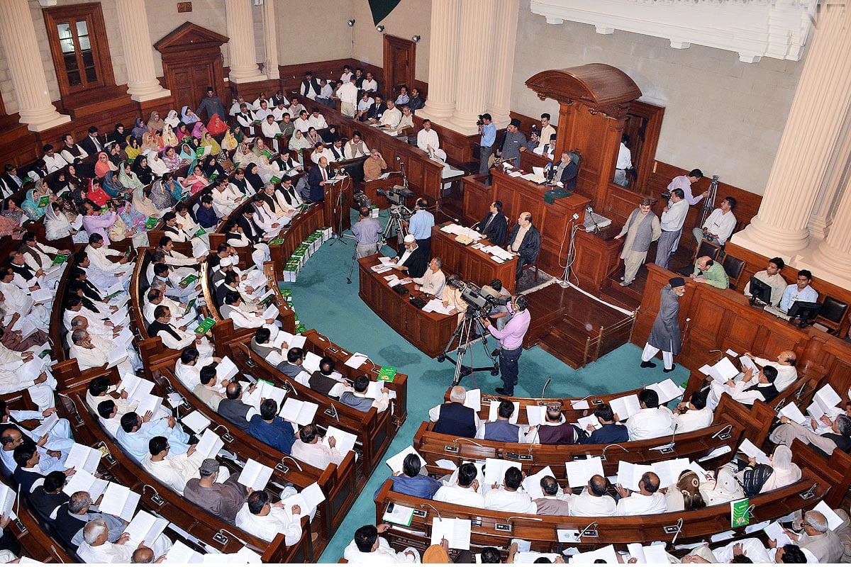 local government minister rana sanaullah presenting the plg bill 2013 photo online file