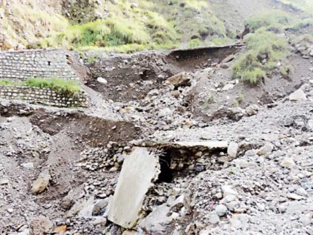 view of the chanala noorbang road in abbottabad damaged after the recent spell of rains and subsequent landslides photo nni view of the chanala noorbang road in abbottabad damaged after the recent spell of rains and subsequent landslides photo nni
