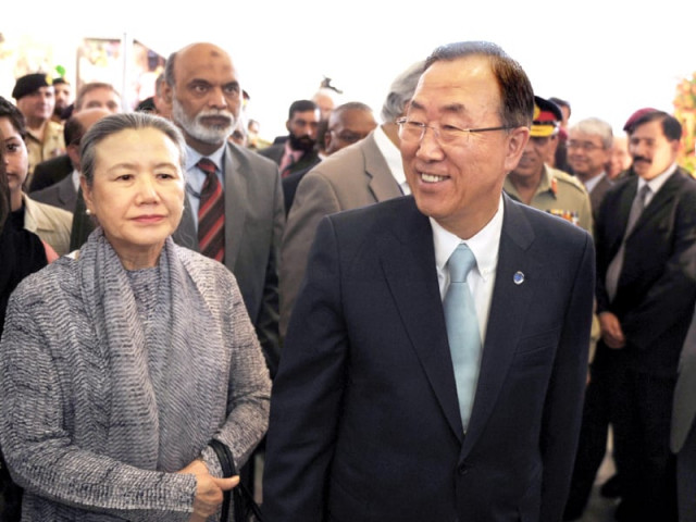 ban ki moon accompanied by his wife yoo soon taek at nust in islamabad photo afp ban ki moon accompanied by his wife yoo soon taek at nust in islamabad photo afp