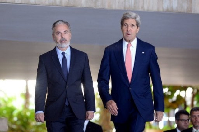 us secretary of state john kerry r and brazilian foreing minister antonio patriota in brasilia on august 13 2013 photo afp us secretary of state john kerry r and brazilian foreing minister antonio patriota in brasilia on august 13 2013 photo afp