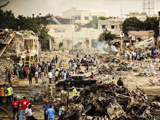 blood runs in the streets of mogadishu which on saturday became the site of the worst terrorist atrocity in somalia 039 s history photo afp