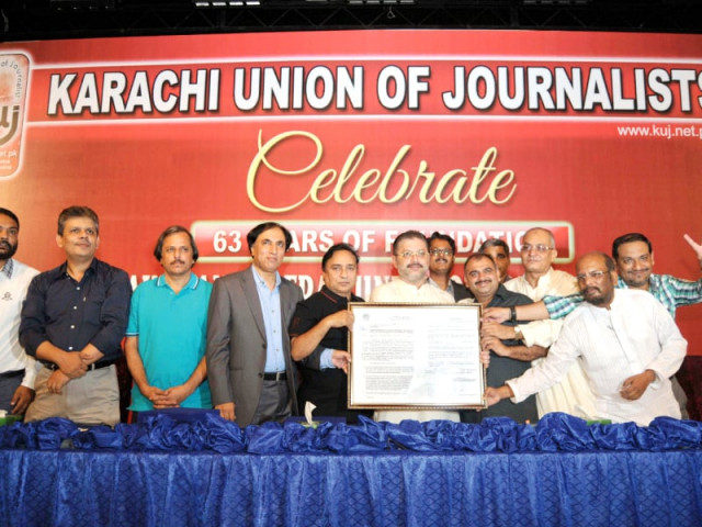 sindh information minister sharjeel memon hands over allotment order of land for journalists to karachi union of journalists president gm jamali photo express sindh information minister sharjeel memon hands over allotment order of land for journalists to karachi union of journalists president gm jamali photo express