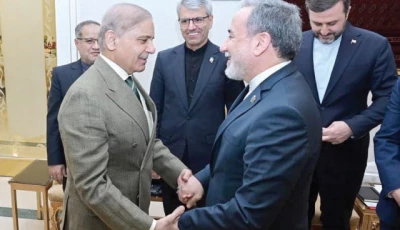 prime minister shehbaz sharif warmly receives iran foreign minister abbas araghchi during a meeting in islamabad photo app
