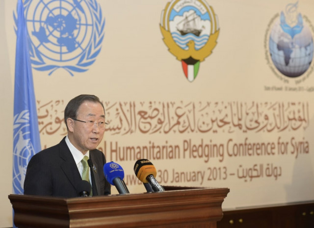 un secretary general ban ki moon speaks to the media after the first day of the quot international humanitarian pledging conference for syria quot in bayan palace kuwait january 30 2013 photo reuters un secretary general ban ki moon speaks to the media after the first day of the quot international humanitarian pledging conference for syria quot in bayan palace kuwait january 30 2013 photo reuters