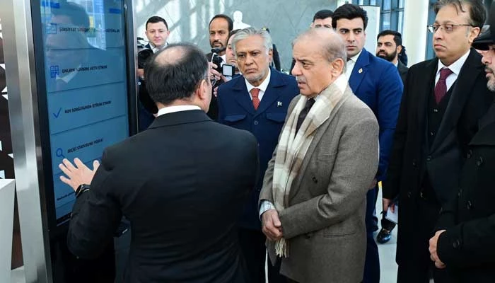 prime minister shehbaz sharif was briefed by ulvi mehdiyev chairman of the state agency for public service and social innovation about the services offered by asan khidmat during his visit to one of the centers in baku azerbaijan on february 25 2025 courtesy press information department prime minister shehbaz sharif was briefed by ulvi mehdiyev chairman of the state agency for public service and social innovation about the services offered by asan khidmat during his visit to one of the centers in baku azerbaijan on february 25 2025 courtesy press information department