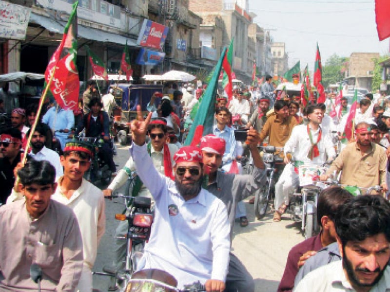 pti workers participate in a by election rally held in bannu photo online