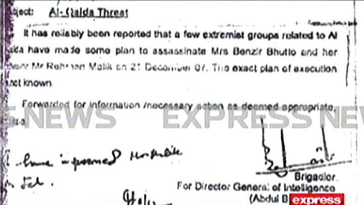 the letter sent by the isi informing the interior ministry about the al qaeda threat photo express