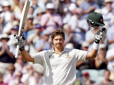 australia s shane watson scored just the third century of his 46 test career when he reached three figures against england on the first day of the ashes finale yesterday photo afp