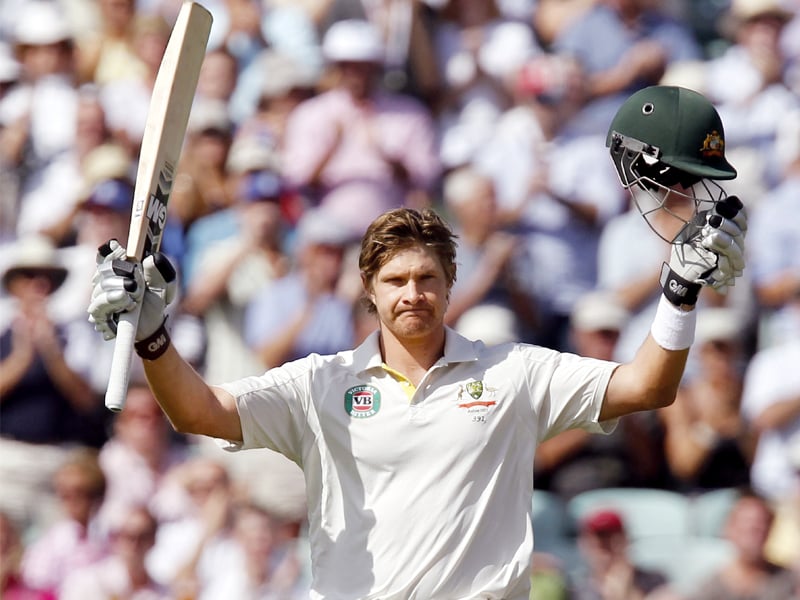 australia s shane watson scored just the third century of his 46 test career when he reached three figures against england on the first day of the ashes finale yesterday photo afp