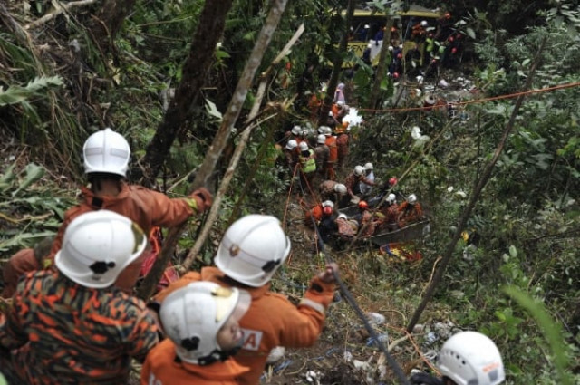 around 53 passengers were on the express bus when it veered off a busy and treacherous mountain road photo reuters around 53 passengers were on the express bus when it veered off a busy and treacherous mountain road photo reuters