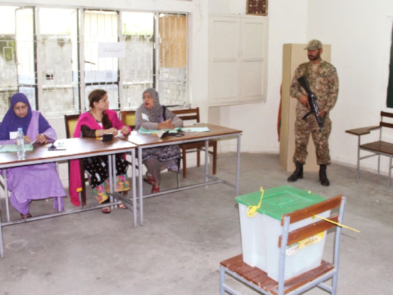 low traffic at polling stations meant most polling staffers got regular breaks photo muhammad javaid express