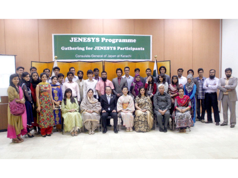 japanese consul general akira ouchi with the participants of the japan east asia network of exchange for students and youths programme at the japan information and culture centre after the students returned home from their visit to japan photo athar khan express