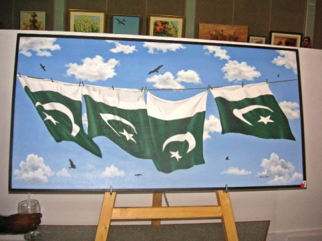 akram paul s painting called the blooming breeze of independence showcases four flags hanging from a wire in a row the painting was an exclusive drawn especially for the exhibition photo courtesy grandeur gallery akram paul s painting called the blooming breeze of independence showcases four flags hanging from a wire in a row the painting was an exclusive drawn especially for the exhibition photo courtesy grandeur gallery